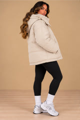 Nova Hooded Oversized Padded Puffer Jacket – Beige