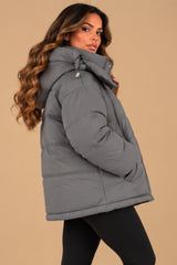 Nova Hooded Oversized Padded Puffer Jacket – Grey