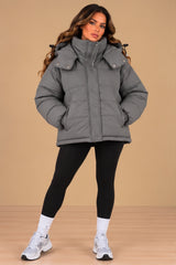 Nova Hooded Oversized Padded Puffer Jacket – Grey