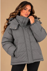 Nova Hooded Oversized Padded Puffer Jacket – Grey