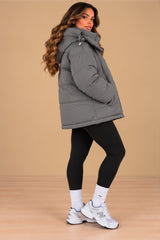 Nova Hooded Oversized Padded Puffer Jacket – Grey