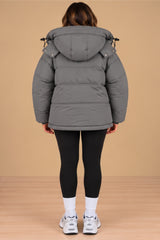 Nova Hooded Oversized Padded Puffer Jacket – Grey
