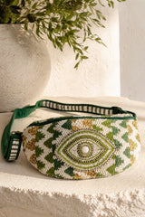 Evil Eye Beaded Festival Belt Bag - Green