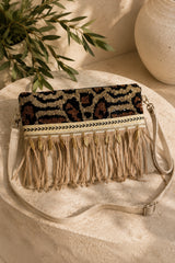 Leopard Sequin Fringe Clutch & Crossbody Bag