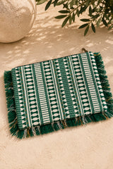 Boho Evil Eye Beaded Fringe Clutch Bag - Green