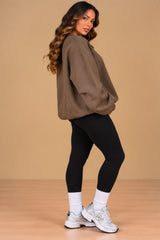 Imogen Oversized Ruched Hem Fleece Sweatshirt – Mocha