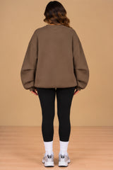 Imogen Oversized Ruched Hem Fleece Sweatshirt – Mocha
