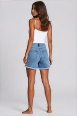Mia Stretch Denim Wrap Skort – Light Blue