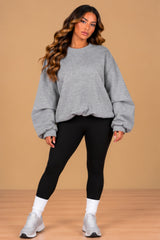 Imogen Oversized Ruched Hem Fleece Sweatshirt – Grey