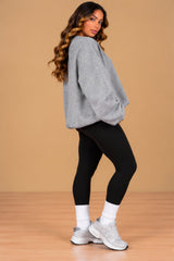 Imogen Oversized Ruched Hem Fleece Sweatshirt – Grey