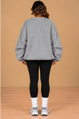Imogen Oversized Ruched Hem Fleece Sweatshirt – Grey