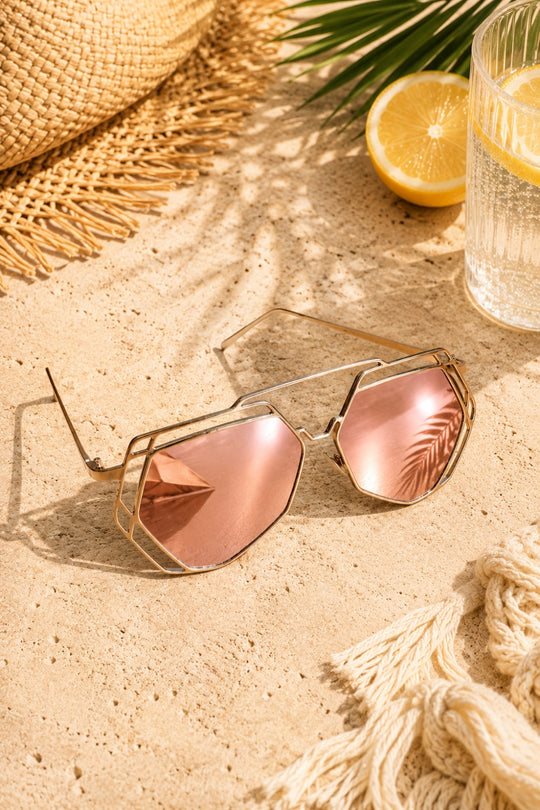 Rebekah Pentagon Aviator Sunglasses - Gold & Rose Gold