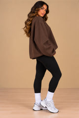 Imogen Oversized Ruched Hem Fleece Sweatshirt – Chocolate
