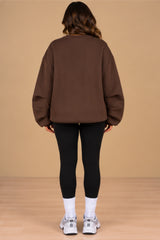 Imogen Oversized Ruched Hem Fleece Sweatshirt – Chocolate