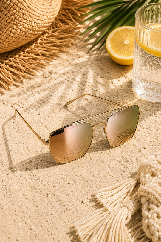 Hayley Mirrored Aviator Sunglasses - Gold & Rose Gold