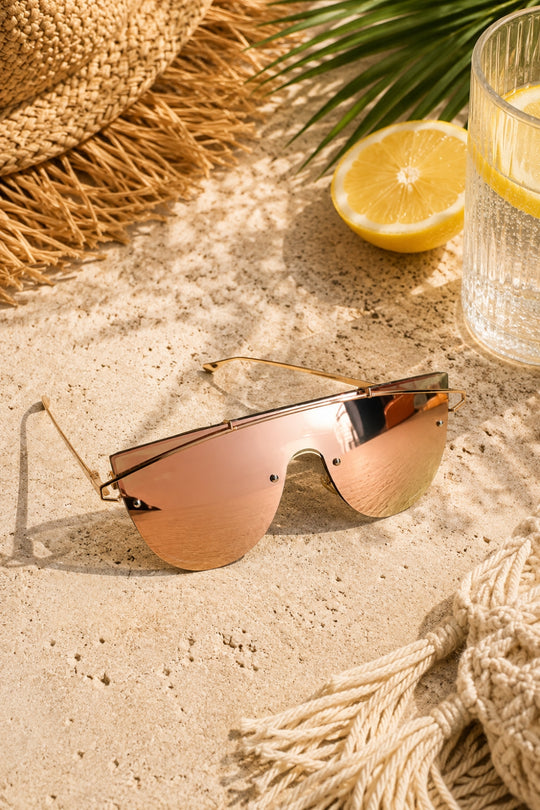 Emmy Frameless Brow Bar Sunglasses - Gold & Rose Gold