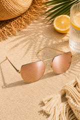 Jemma Circle Brow Bar Sunglasses - Gold & Rose Gold