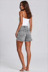 Mia Stretch Denim Wrap Skort – Grey