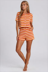 Payton Striped Knit Short Set – Orange