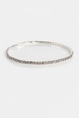 Single Row 3mm Cubic Zirconia Tennis Anklet - Silver