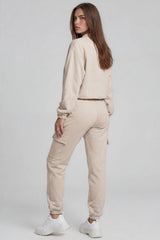 Zaria Pocket & Zip Detail Loungewear Set - Stone