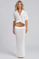 Cabana Crochet Knit Co-Ord Set - White