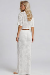 Cabana Crochet Knit Co-Ord Set - White
