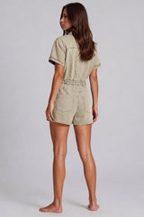 Mila Utility Denim Playsuit – Stone