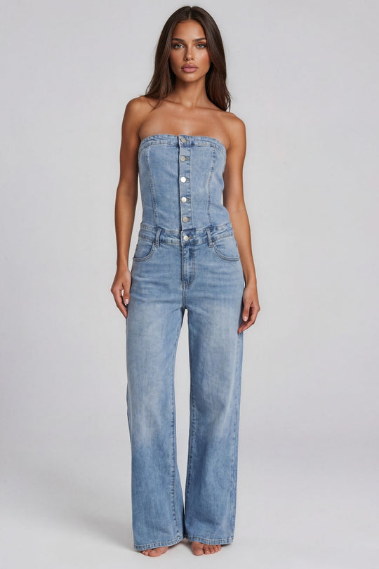 Sienna Denim Bandeau Jumpsuit