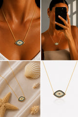 Diamante Evil Eye Necklace – Gold