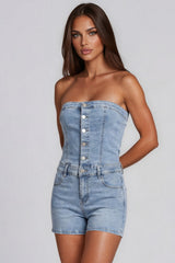 Harper Denim Bandeau Playsuit
