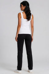 Rosalie Plain Stretch Denim Wide Leg Jeans – Black
