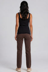 Rosalie Plain Stretch Denim Wide Leg Jeans – Chocolate Brown