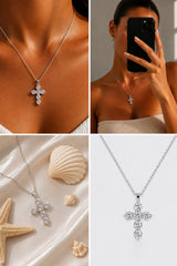Small Cross Pendant Necklace – Silver