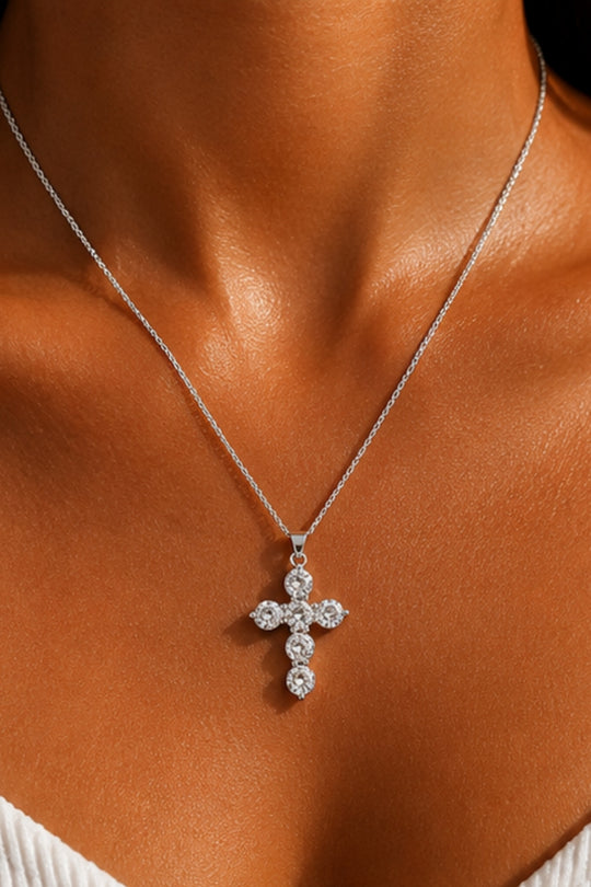 Small Cross Pendant Necklace – Silver