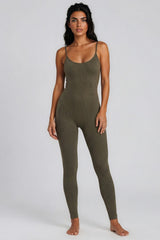 Tatiana Ribbed Seamless Unitard Jumpsuit – Khaki