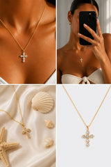 Small Cross Pendant Necklace – Gold