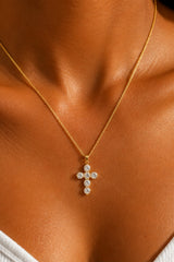 Small Cross Pendant Necklace – Gold