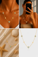 4 Leaf Clover Evil Eye Necklace – Gold