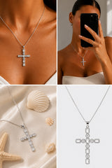 Large Cross Pendant Necklace – Silver
