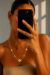 4 Leaf Clover Evil Eye Necklace – Gold