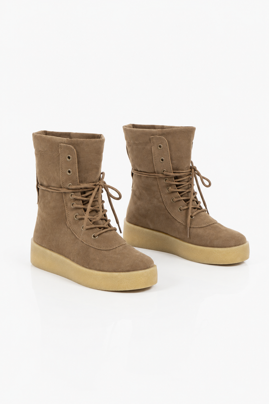 Kanye Platform High Top Trainers - Khaki