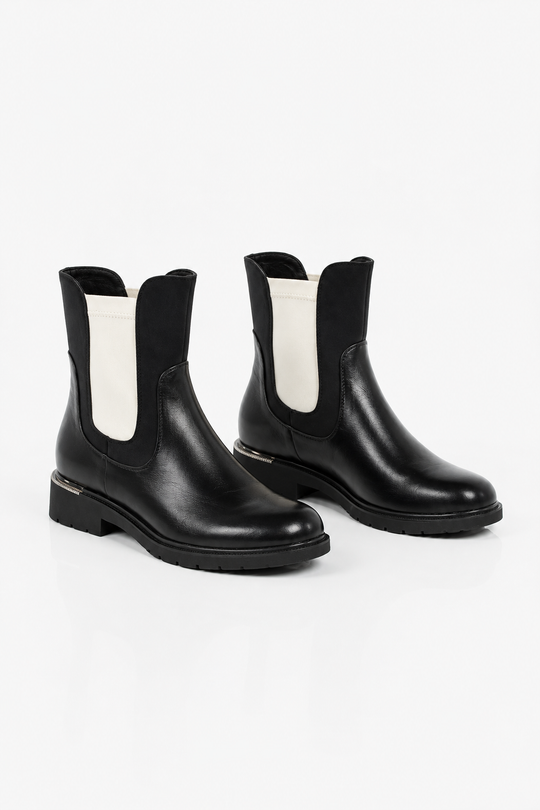 Talia Contrast Chelsea Boots - Black