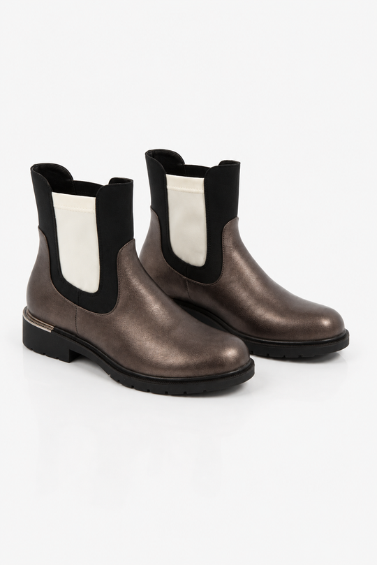 Talia Contrast Chelsea Boots -Gunmetal