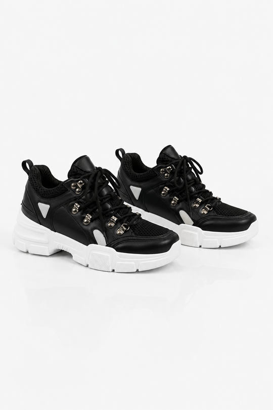 Elyse Chunky Panelled Trainers - Black