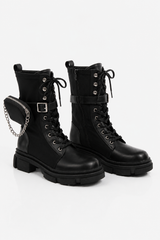 Padua Chunky Sole Pouch Ankle Boots - Black