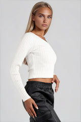 Caylee Ribbed One Shoulder Top - White
