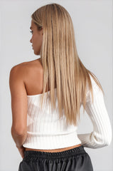 Caylee Ribbed One Shoulder Top - White