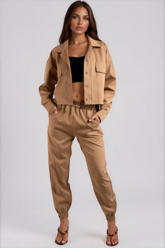 Frances Shirt Co-Ord Set - Camel