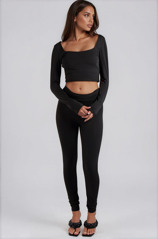 Nova Square Neck Co-Ord Set - Black